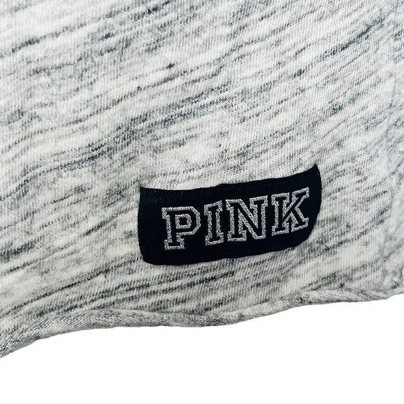 Pink VICTORIA’S SECRET Gray Black Crop V Neck T Shirt Mesh Raw Cut Hem Size XS - Picture 7 of 12